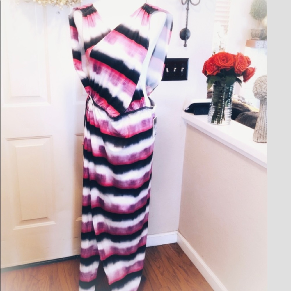 NWT Sabo Dress Hot Pink ,Black, & White Maxi Dress